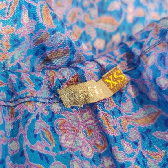 Matta 100% Silk Blouse Top Tie Neck Dainty Flower - Picture 8 of 9